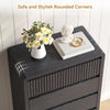 5 Drawers Dresser for Bedroom, 48.4" Tall Chest of Drawers with Curved Profile Design, Mid Century Fluted Storage Dressers Organizer,Black