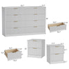 3-Piece Modern Bedroom Set - 8 Drawer Wide Dresser & Nightstands Set of 2 with Fluted Design, Anti-Tip Safety White Natural Wood Storage Furniture for Bedroom,Hallway 8+4,White