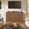 55.1" W Fluted 7 Drawer Dresser for Adult,Wooden Bedroom Dresser,Dresser TV Stand up to 65" for Living Room,Oak