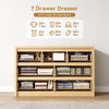 7 Drawers Dresser for Bedroom, 49.2" W Modern Chest of Drawers with Curved Profile Design, Mid Century Fluted Storage Dressers Organizer,Natural