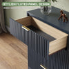55.1" W Fluted 8 Drawer Dresser for Adult,Wooden Bedroom Dresser,Dresser TV Stand up to 65" for Living Room,Blue