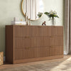 55.1" W Fluted 7 Drawer Dresser for Adult,Wooden Bedroom Dresser,Dresser TV Stand up to 65" for Living Room,Oak