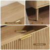 Fluted 6 Drawers Dresser, 55.1" Wide Modern Chest of Drawers with Wood Foot, Dresser TV Stand Up to 65 Inch TV, Wood Drawer Organizer for Bedroom, Living Room, Hallway - OAK
