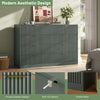 55.1" W Fluted 8 Drawer Dresser for Adult,Wooden Bedroom Dresser,Dresser TV Stand up to 65" for Living Room,Green