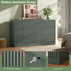 55.1" W Fluted 6 Drawer Dresser for Adult,Wooden Bedroom Dresser,Dresser TV Stand up to 65" for Living Room,Green