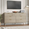 Fluted 7 Drawers Dresser, 55.1" Wide Modern Chest of Drawers with Wood Foot, Dresser TV Stand Up to 65 Inch TV, Wood Drawer Organizer for Bedroom, Living Room, Hallway - Cream