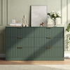 55.1" W Fluted 6 Drawer Dresser for Adult,Wooden Bedroom Dresser,Dresser TV Stand up to 65" for Living Room,Green