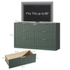 55.1" W Fluted 6 Drawer Dresser for Adult,Wooden Bedroom Dresser,Dresser TV Stand up to 65" for Living Room,Green