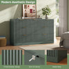 55.1" W Fluted 7 Drawer Dresser for Adult,Wooden Bedroom Dresser,Dresser TV Stand up to 65" for Living Room,Green