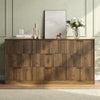 63" W Fluted 9 Drawer Dresser for Adult,Wooden Bedroom Dresser,Dresser TV Stand up to 70" for Living Room,Brown