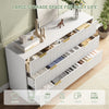 55.1" W Fluted 7 Drawer Dresser for Adult,Wooden Bedroom Dresser,Dresser TV Stand up to 65" for Living Room,White
