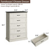 Modern 5 White Drawer Dresser, 44" H Tall Chest for Bedroom,Anti-Tip Device