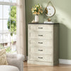 Modern 5 White Drawer Dresser, 44" H Tall Chest for Bedroom,Anti-Tip Device